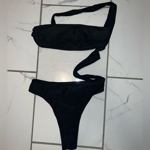 shein black one piece swimsuit bathing suit